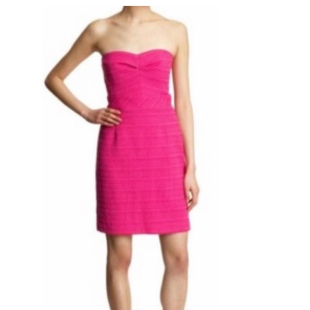 Trina Turk Cora Strapless Pink Tweed Dress Size 6
